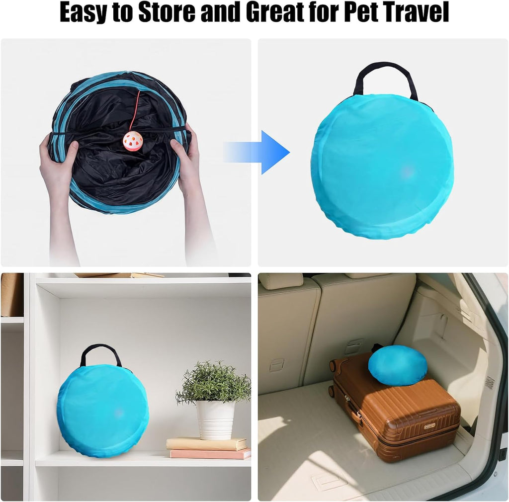 Cat Tunnel for Indoor Cats, 5 Way Cat Tubes and Tunnels Collapsible S-Shape Small Animal Tubes Kitty Tunnels Interactive Maze Cat Toy for Kitten Rabbit Ferret - 5 Way - view 7