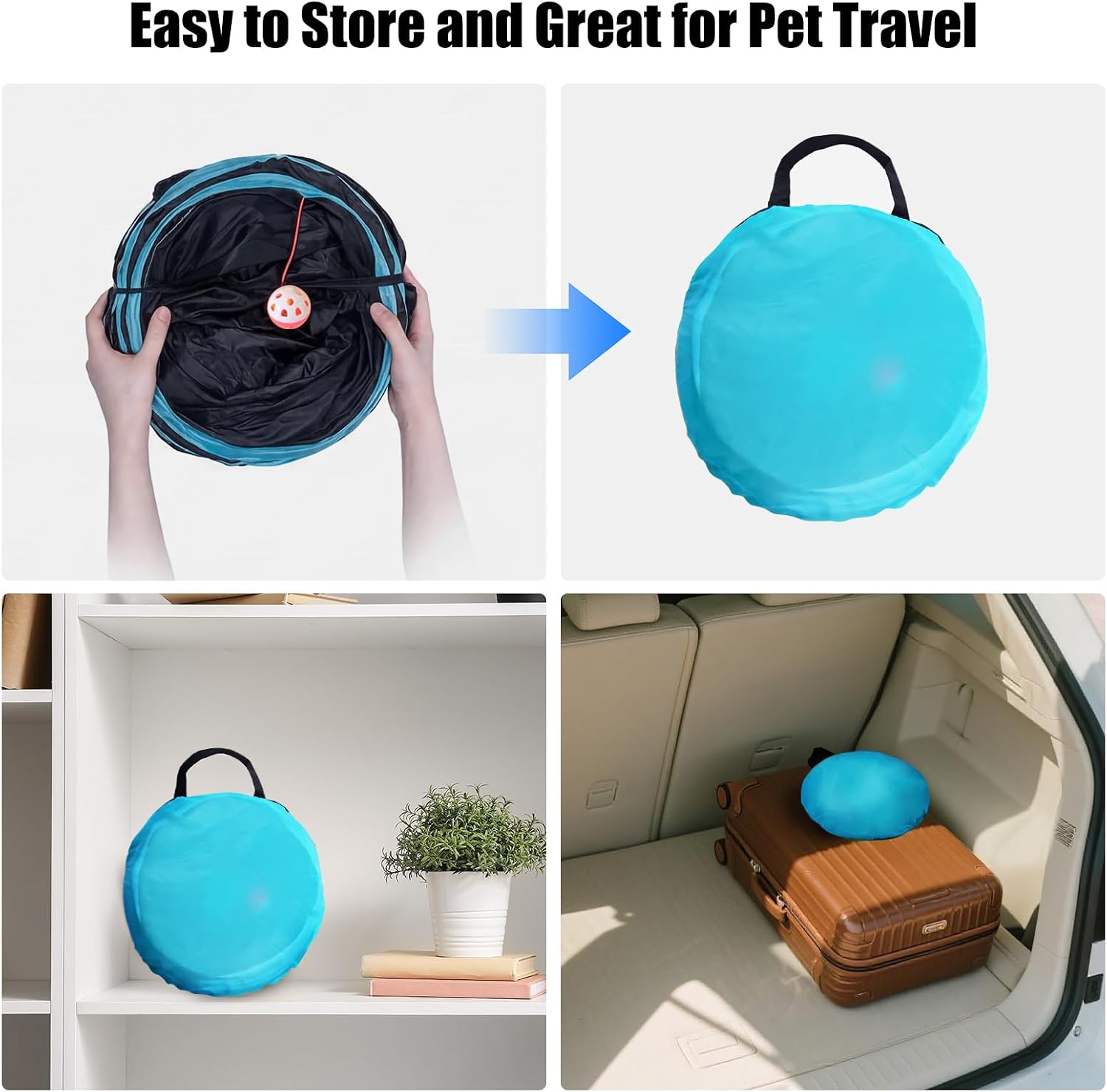 Cat Tunnel for Indoor Cats, 5 Way Cat Tubes and Tunnels Collapsible S-Shape Small Animal Tubes Kitty Tunnels Interactive Maze Cat Toy for Kitten Rabbit Ferret - 5 Way - view 7