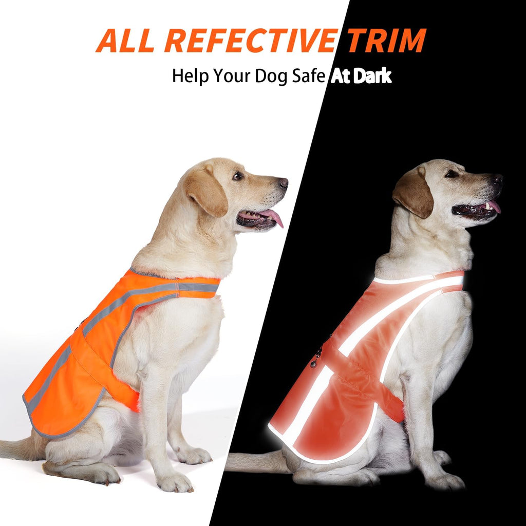 Reflective Dog Vest for Medium Large Breeds, High Visibility Dog Safety Vest with Removable Bell Keep Safe from Hunting, Training & Cars Accidents - view 2