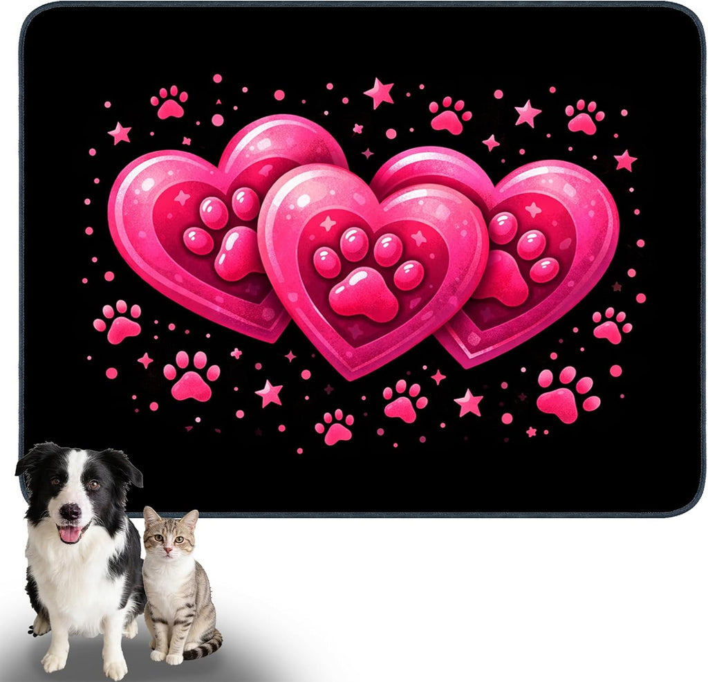 Playful Puppy Pet Food Mat Polyester 23.62x17.71 Inches | Pet Supplies Food Mat Dog Bowl Spill Pad Feeding Tray Kitchen Patio Pet Dining Nook (Puppy Design) - view 8