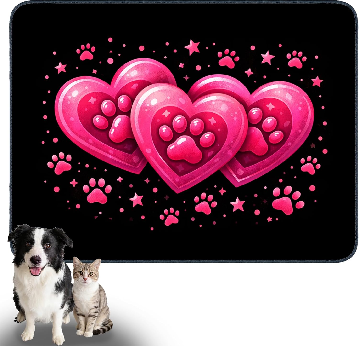 Playful Puppy Pet Food Mat Polyester 23.62x17.71 Inches | Pet Supplies Food Mat Dog Bowl Spill Pad Feeding Tray Kitchen Patio Pet Dining Nook (Puppy Design) - view 8