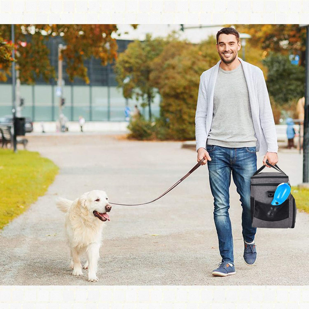 2 Layer Dog Travel Bag, Pet Supplies Weekend Tote Organizer, Gray | Large Dog Bag for Supplies with 2 Silicone Collapsible Bowls, 2 Food Carriers, 1 Water-Resistant Placemat - view 8