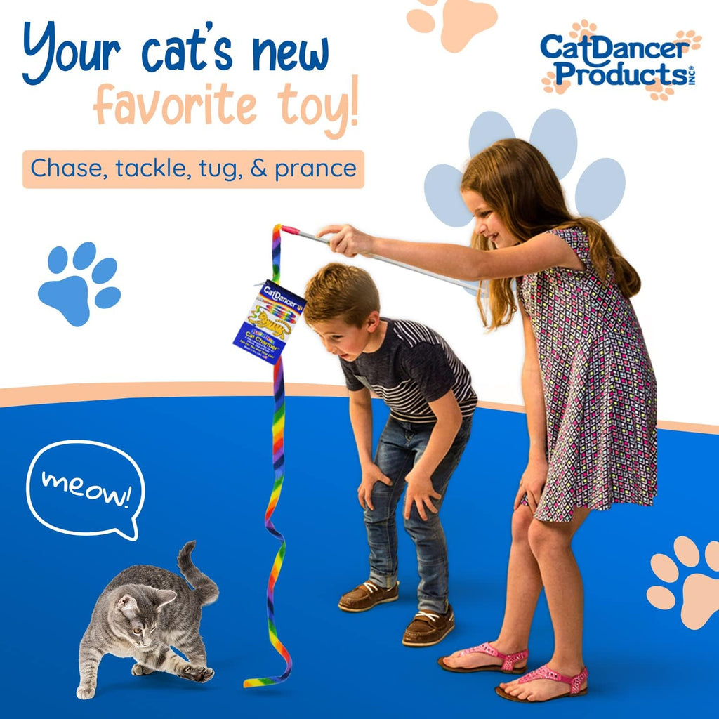 Products Rainbow Cat Wand Charmer, Safe Teaser Wand for Indoor Cats & Kittens, Flexible Exercise Toy Made of Multicolor Fabric Ribbon, For Medium Breeds - view 2