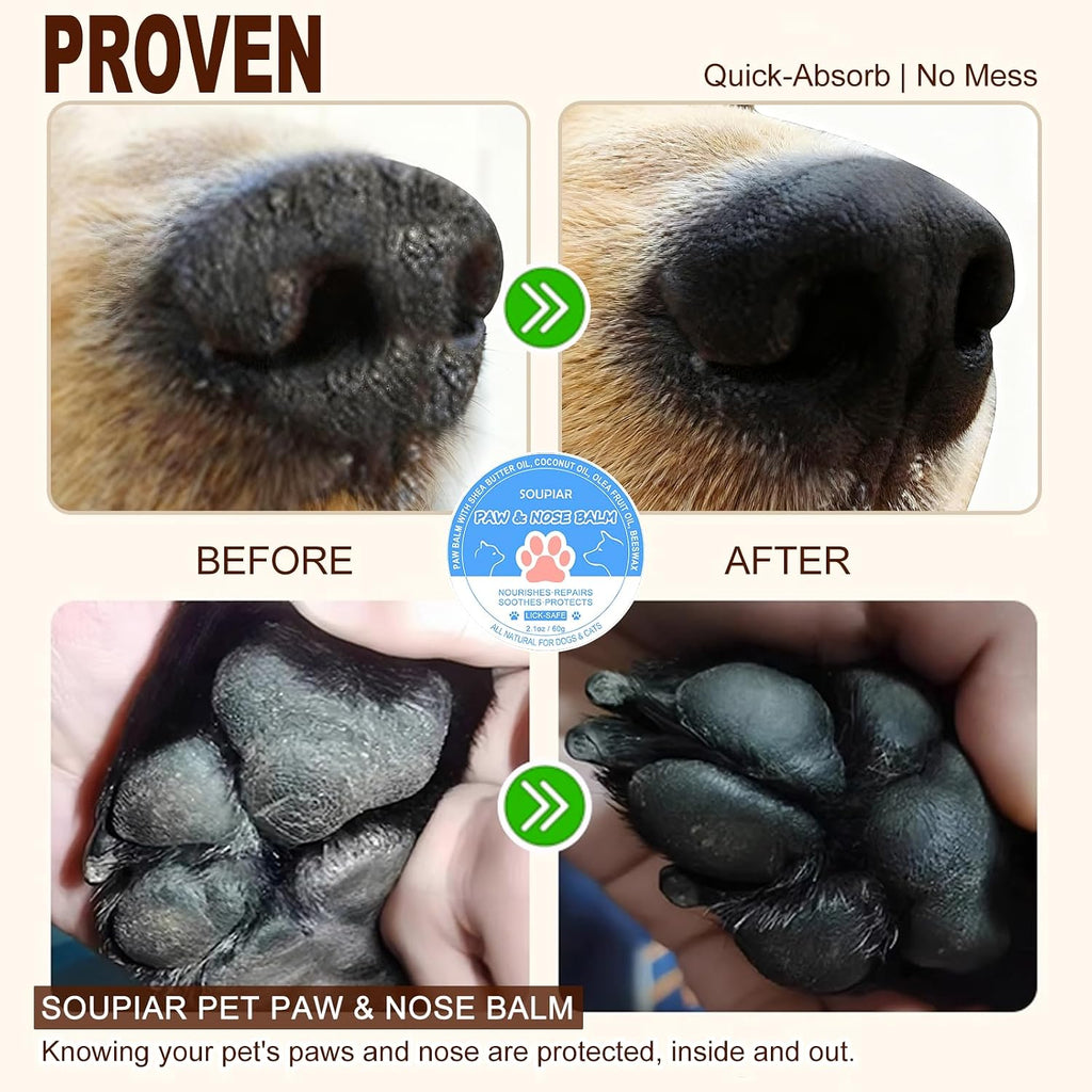 Vet-Approved Dog Paw Balm & Nose Butter 2.1oz - Lick-Safe All-Natural Moisturizer with Coconut Oil, Nourishes Dry Paws & Noses, Protects Against Hot Pavement & Winter Cold for Dogs, Cats & Horses - view 3
