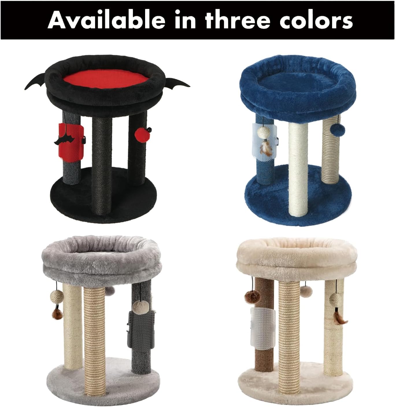 4in1 Small Cat Tree,Scratching Post with Tower Soft Bed, Sisal Carpet Jute Posts with Three Hanging Ball Toys and Massage Brush for Indoor Cats and Kittens - view 6