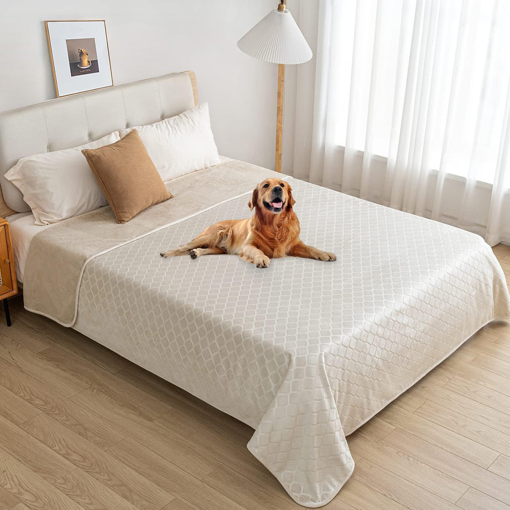 Waterproof Dog Blanket Bed Cover Dog Crystal Velvet Moroccan Fuzzy Cozy Plush Pet Blanket Throw Blanket for Couch Sofa(40 * 60 inch, Cream+Beige) - view 6