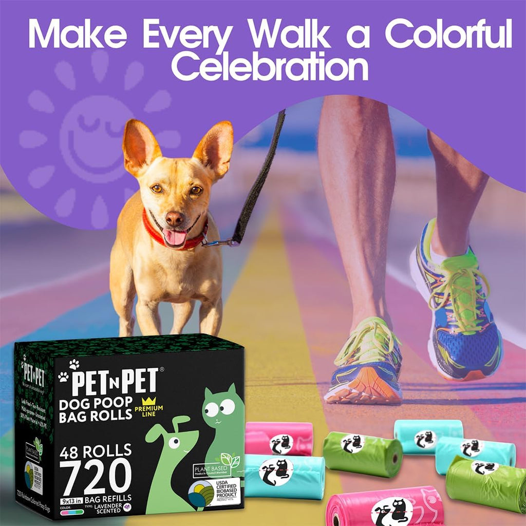 Dog Poop Bags Rolls, 720 Count, Lavender Scented, Colorful - view 4