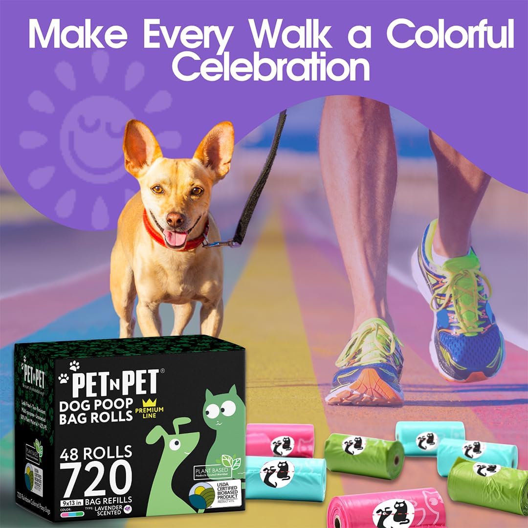 Dog Poop Bags Rolls, 720 Count, Lavender Scented, Colorful - view 4