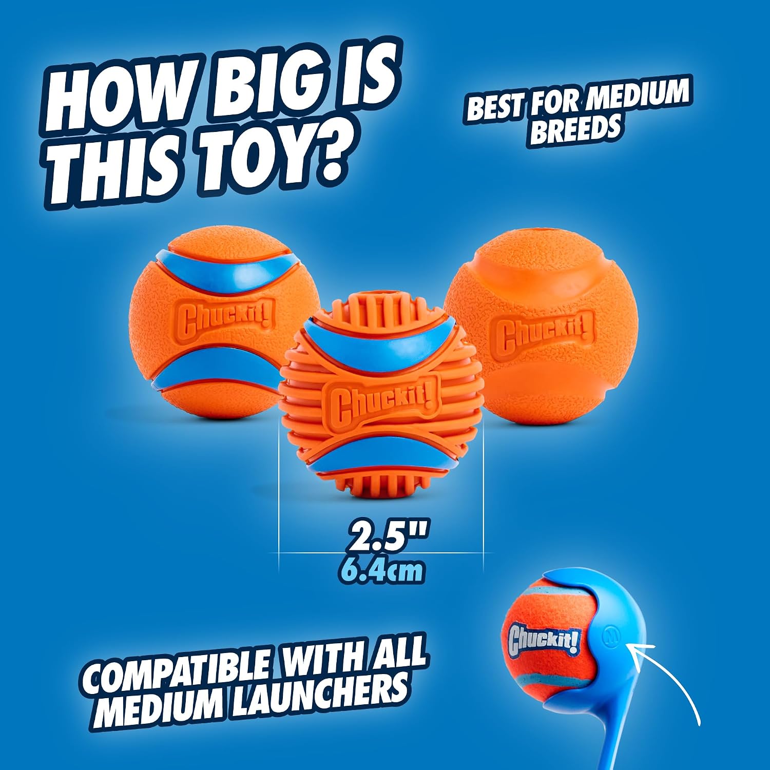 Dog balls - interactive dog toys, high-bounce fetch ball, ultra and rugged balls, durable - size medium, 2.5-inch diameter, set of 3 | durable trio includes floating ultra and rugged styles, keeps active pups chasing, retrieving and playing outdoors - view 3