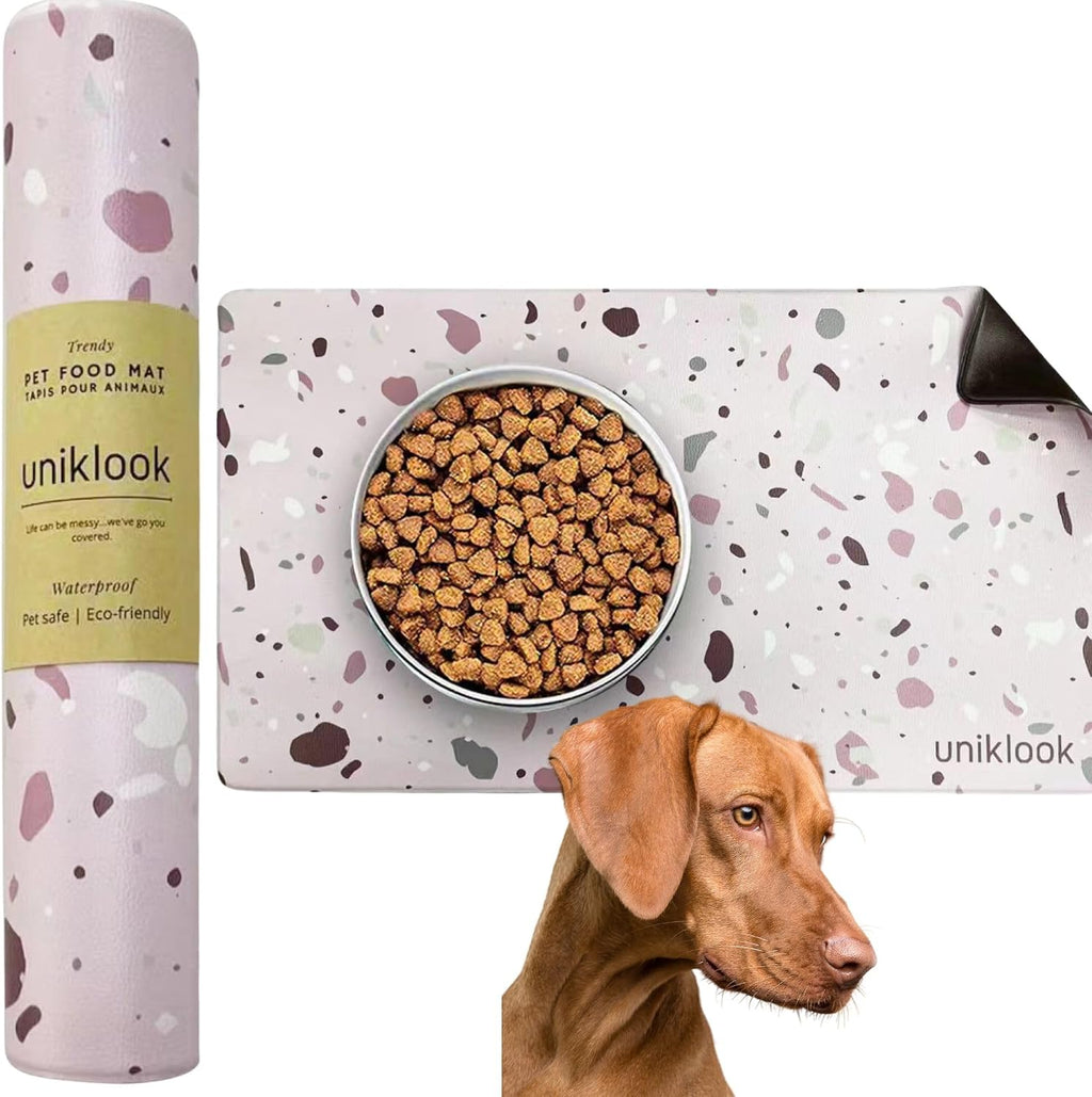 Large Pet Placemat, Dog Cat Food Water Bowls Mat Feeding Station Pet Safe 28" X 16.5" Waterproof Easy to Clean Dog Modern Designs Boho