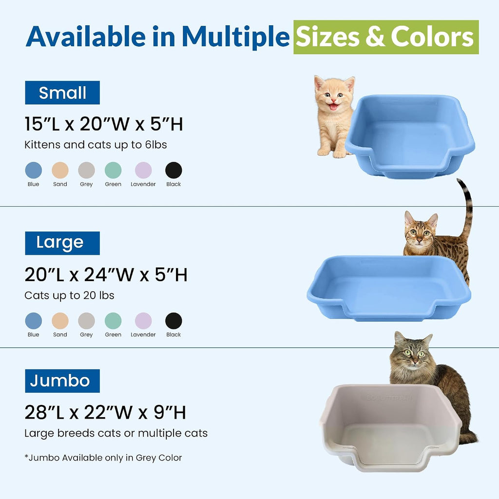 Senior cat litter box, large litter pan, little boy blue | open top low entrance kitty litter box, lightweight low entry litters box, durable design for easy cleaning, made in USA - view 8