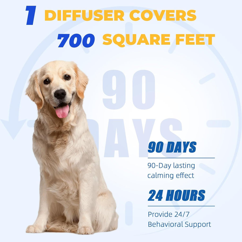 Dog Calming Diffuser Plug In Kit with 3 x 48 mL Pheromone Refills Tasteless | Includes 1 plug in diffuser and 3 x 48 mL refills to help dogs stay calmer during barking, anxiety, stress and noise - view 4