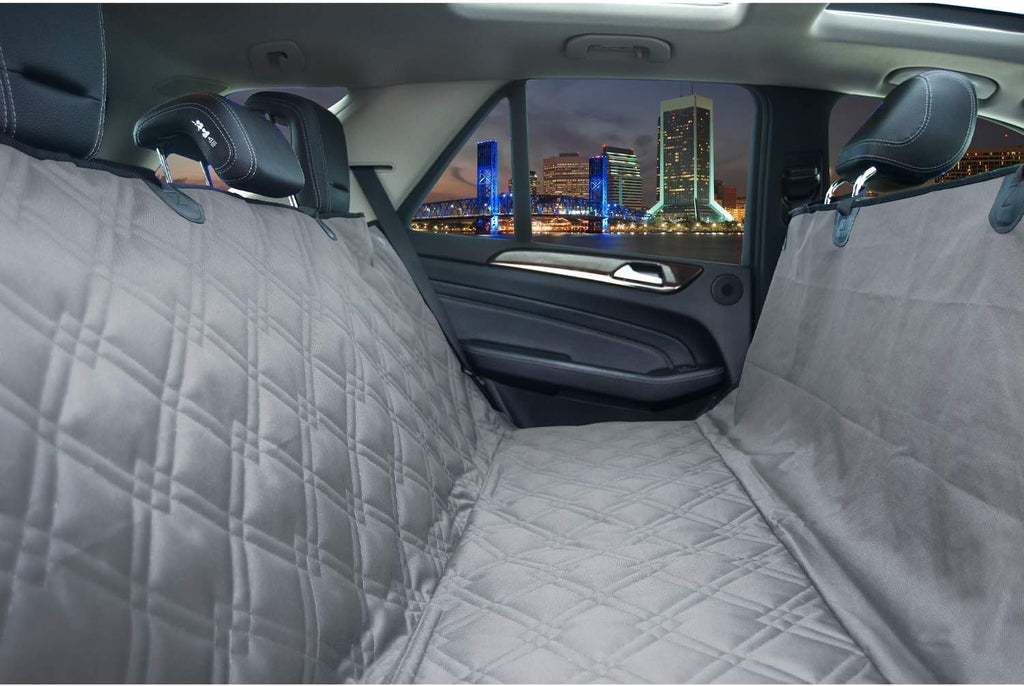 Dog car seat cover waterproof heavy duty bench dog hammock backseat protector from hair, muddy paws, scratches - pet car seat cover for cars trucks SUVs (large, grey)