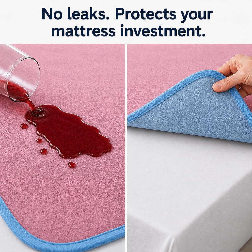 Pink/blue waterproof blanket jumbo 80x60 | 100% leakproof for messy moments, pets and spills, machine wash & dry - view 2