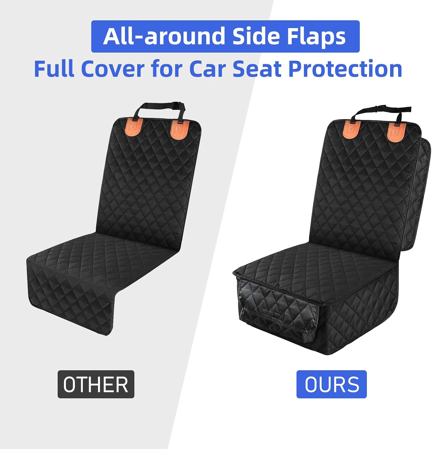 2 pack pet car seat cover for front seat, captain chair seat cover | waterproof pet seat protector, full protection with side flaps, non-slip, large front storage pocket, fits cars/trucks/SUVs - view 3