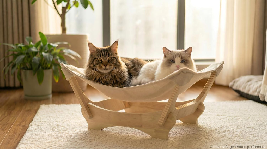 Large Sisal Cat Scratcher Bed, Wooden Lounge for Large & Multi-Cat Homes | Large 24.5" Sisal-Style Cat Scratcher Bed, Wooden Lounge for Indoor Cats, Protects Sofa & Carpet, Modern Cat Furniture - view 3