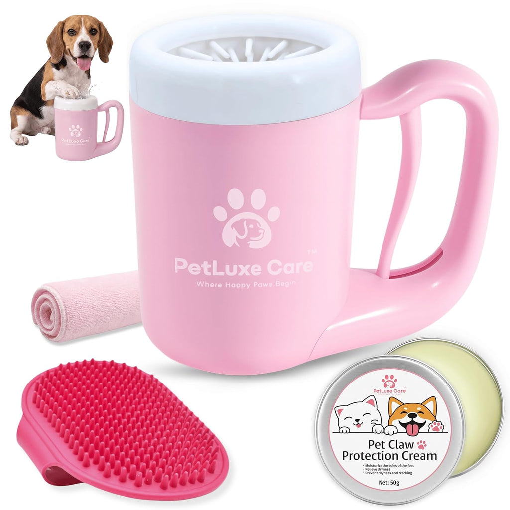 Dog Paw Cleaner, Paw Washer Cup with Soft Silicone Bristles, Portable Dog Foot Washer, 4-in-1 Paw Cleaner Kit with Paw Balm, Microfiber Towel & Grooming Brush (Blue, Medium) - view 8