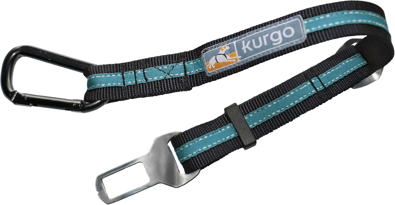 Direct to Seatbelt Tether, Coastal Blue | Car Tether for Dogs, Clips Directly to Seatbelt, Prevents Distracted Driving, Adjustable Length, Universal Fit-Excludes Volvo