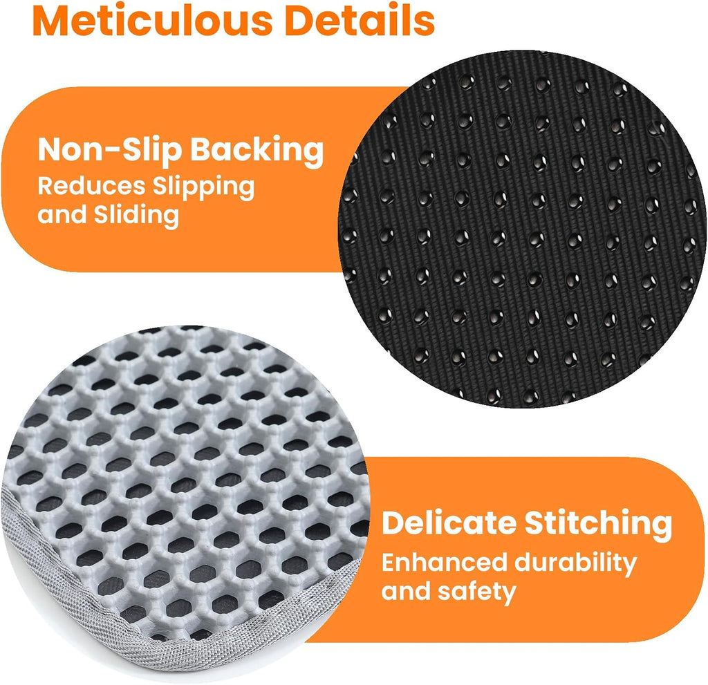 Cat litter mat, double layer honeycomb litter box mat | 24x18", efficient litter trapping, easy to clean, waterproof, non-slip, soft on paws, scratch resistant, gray, large - view 8