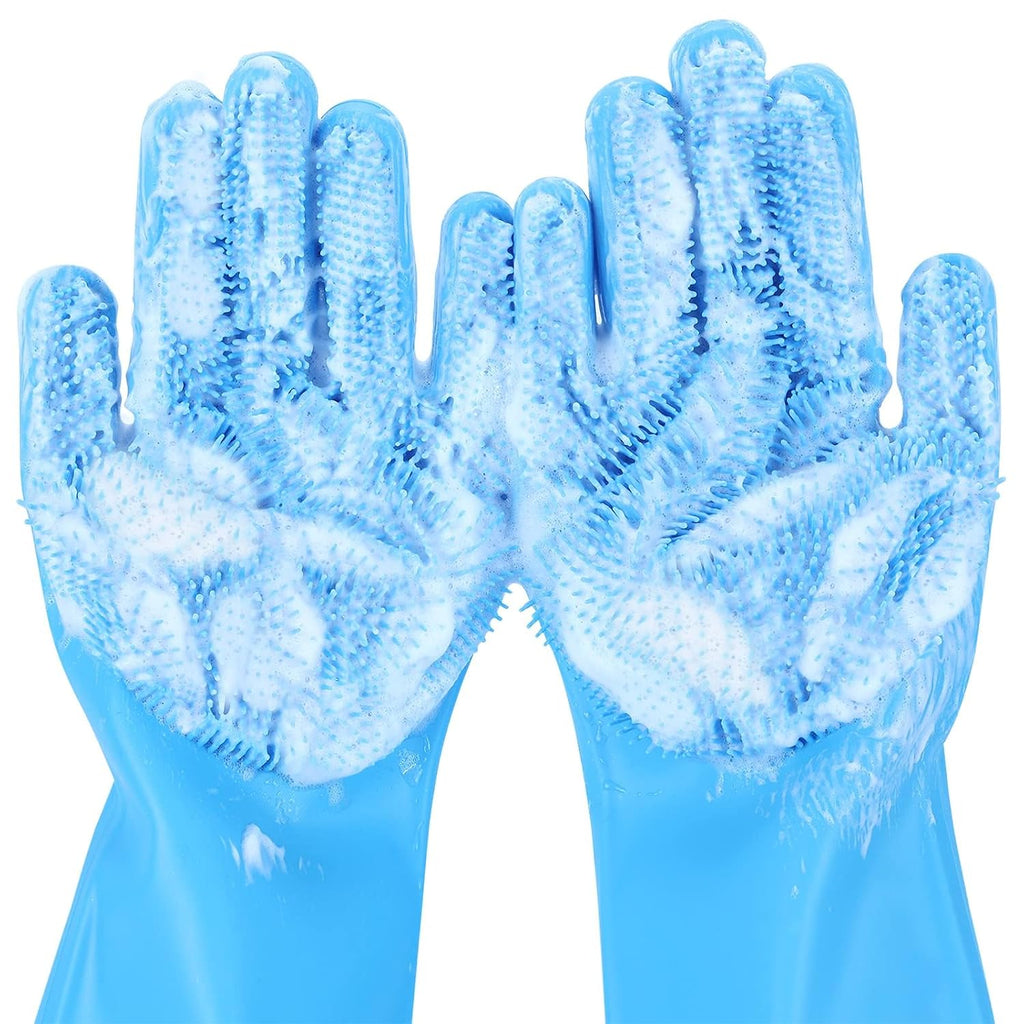 Silicone Pet Grooming Gloves for Washing Cats Dogs Bath Brush | 3,000 soft bristles, Gentle massage & deshedding, Dishwasher safe, For large/thick coats, Home/car cleaning