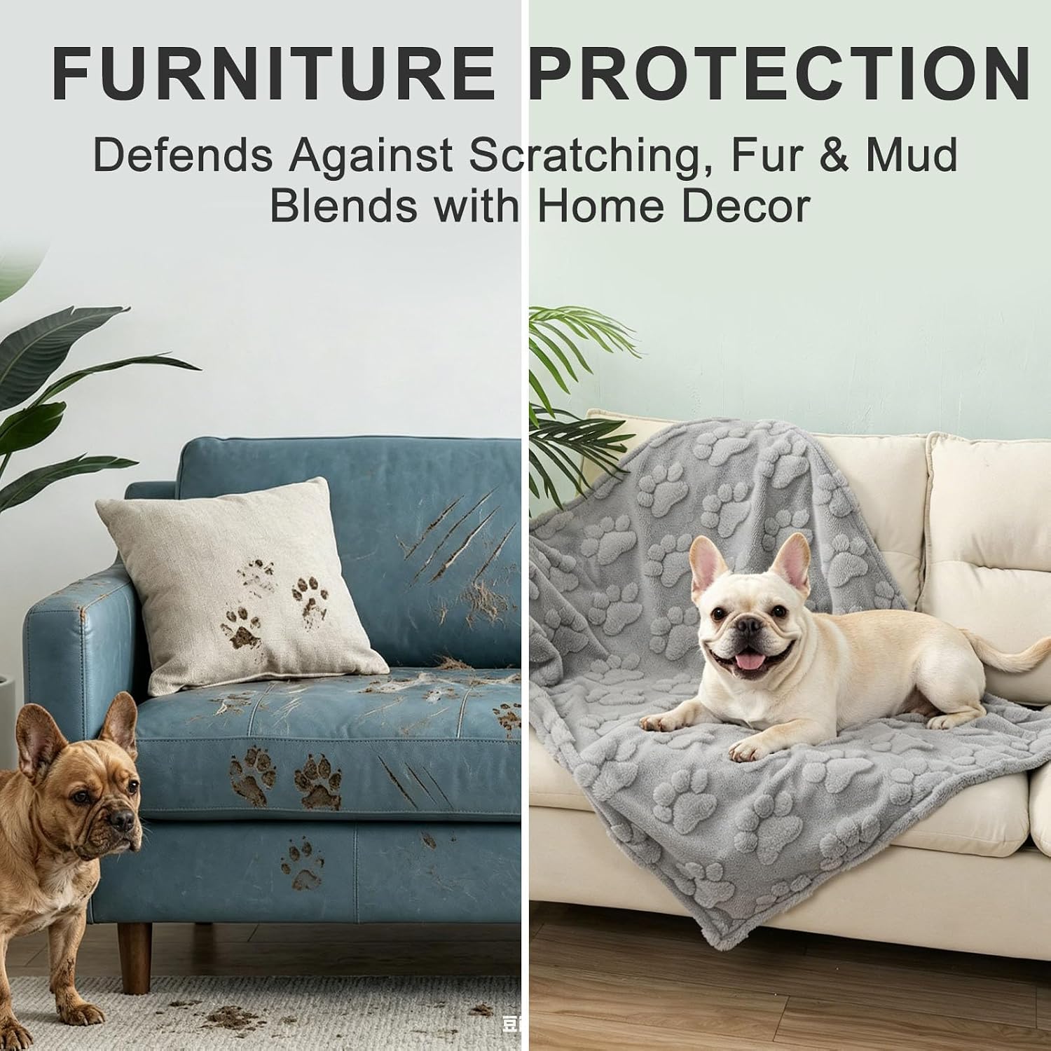 Waterproof Dog Blankets for Large Dogs, Dog Blanket for Couch Sofa Bed, Super Soft Premium Coral Fleece Throw Cat Puppy Blanket, Reversible Furniture Protector, Washable Pet Blanket 40x60IN - view 3