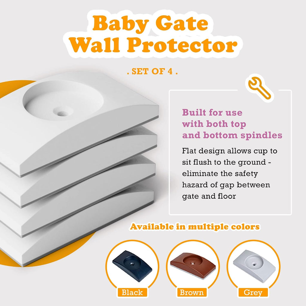 Baby Gate Wall Protector (Made in USA) Protects Walls and Doorways from Pet Gates - for Pressure Mounted Indoor Safety Baby Gates - White - view 3