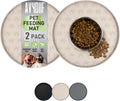 2 pack pet feeding mats, waterproof anti-slip placemats for dog cat bowl silicone pet food mat, raised edge prevent spills on floor & carpet, dishwasher safe (2 beige, 10.9" L x 10.9" W)