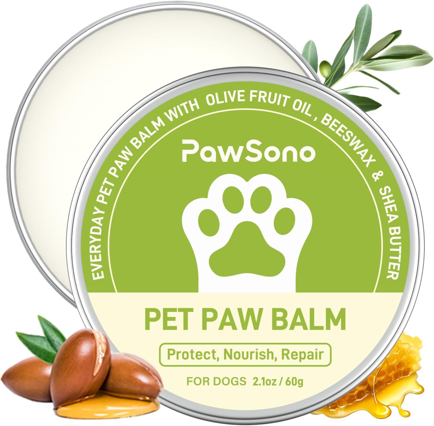 Lick-Safe Dog Paw Balm for Paws & Nose, All-Natural Paw Pad Moisturizer for Dogs & Cats, Paw Butter Helps Soothe Dry, Cracked Paws, Protects from Snow, Ice Melt & Hot Pavement, 1Pack | 2.1 oz