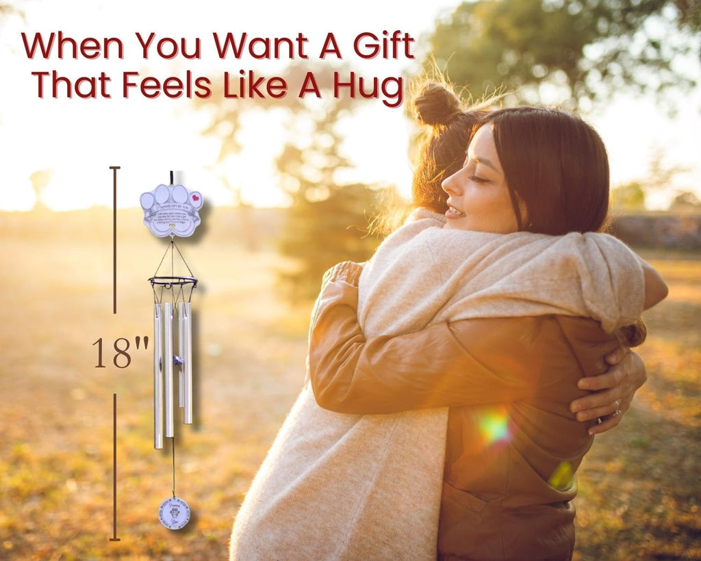 Pet memorial wind chime - 18" metal casted pawprint wind chime - a beautiful remembrance gift for a grieving pet owner - includes pawprints left by you poem card - view 5