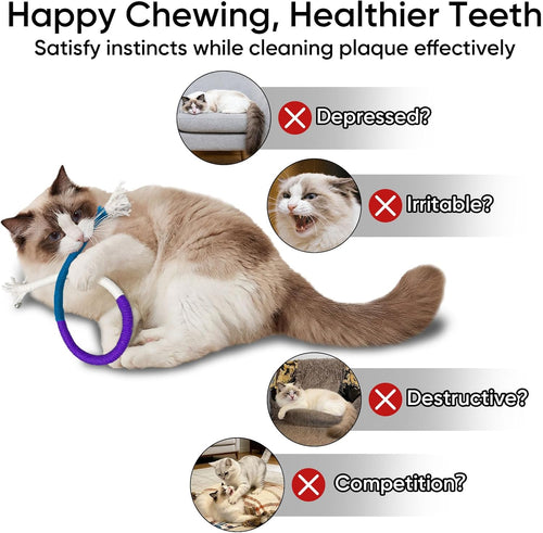 4-Pack Interactive Cat Chew Rope Toys, Teaser Sticks with Jingle Bells | Colorful Cotton Rope Toys Support Chewing, Teething & Play, Cat Chew Toys for Indoor Cats and Kittens, Boredom Relief - view 2