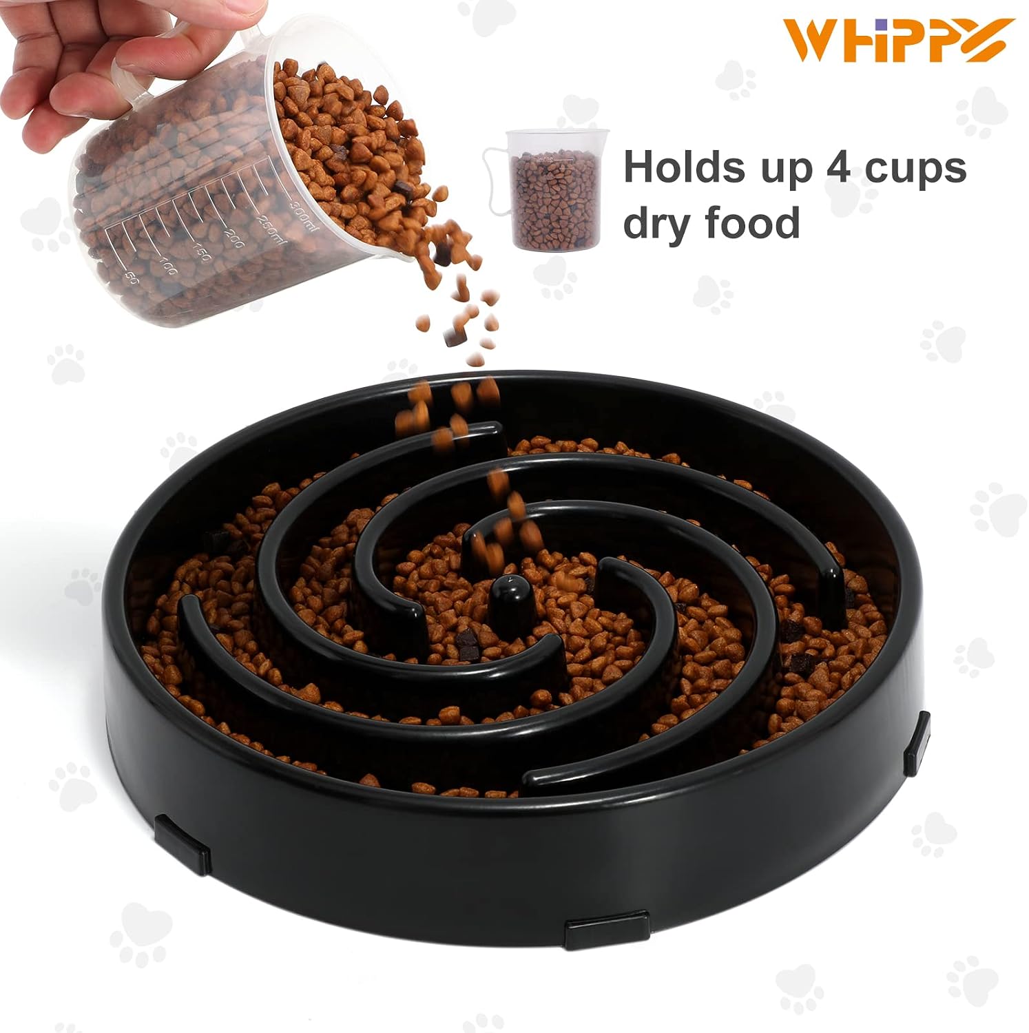 Slow feeder dog bowls for large medium dog non slip maze puzzle bowl pet slower food feeding dishes interactive bloat stop preventing choking healthy dog bowl, black - view 4