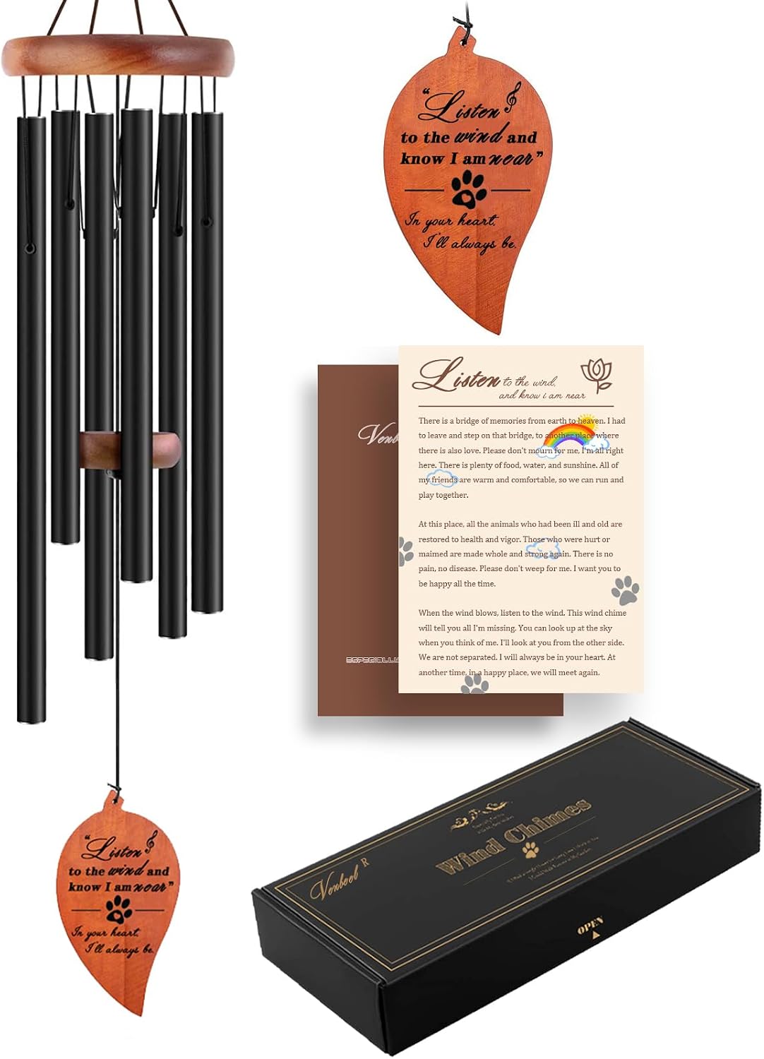 Pet Memorial Wind Chime, 28" Dog Memorial Gifts for Loss of Dog, Pet Loss Sympathy Bereavement Remembrance Gift - view 5