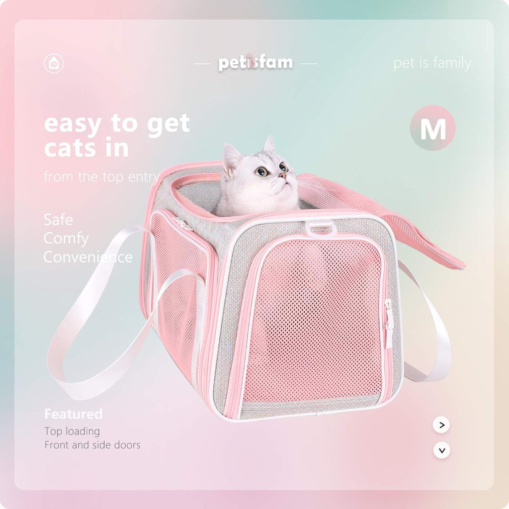Soft cute travel pet carrier bag for medium cats, kitty and puppy, fantasy pink, M - view 2