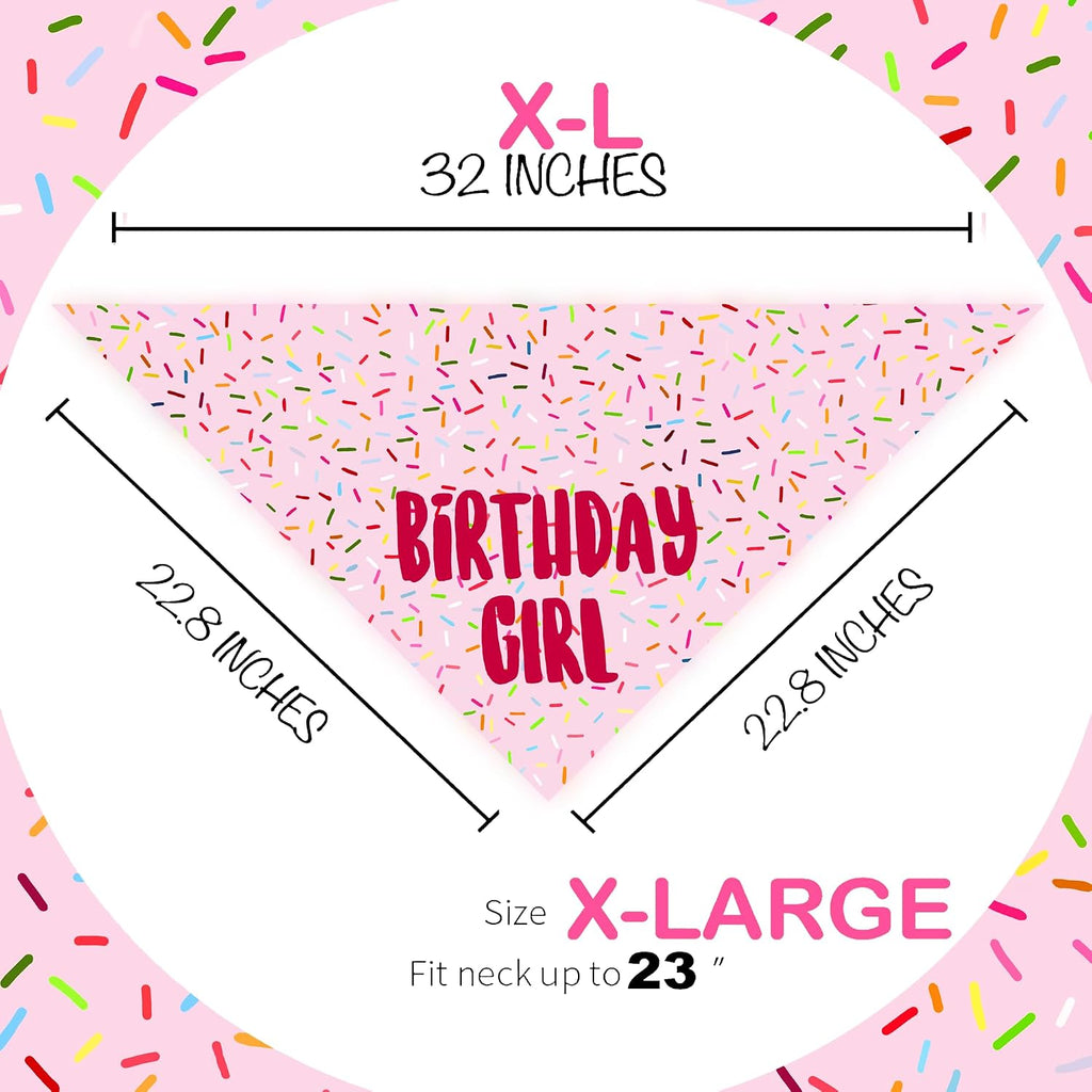Birthday Girl Dog Bandanas 1 Pack, Pink Dog Scarfs for Girl, HBD Pet Scarves for Birthday Party Decoration for Large and Extra Large Dogs (Pink, X-Large) - view 2