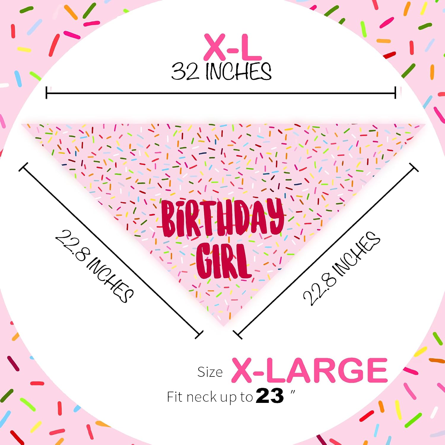 Birthday Girl Dog Bandanas 1 Pack, Pink Dog Scarfs for Girl, HBD Pet Scarves for Birthday Party Decoration for Large and Extra Large Dogs (Pink, X-Large) - view 2