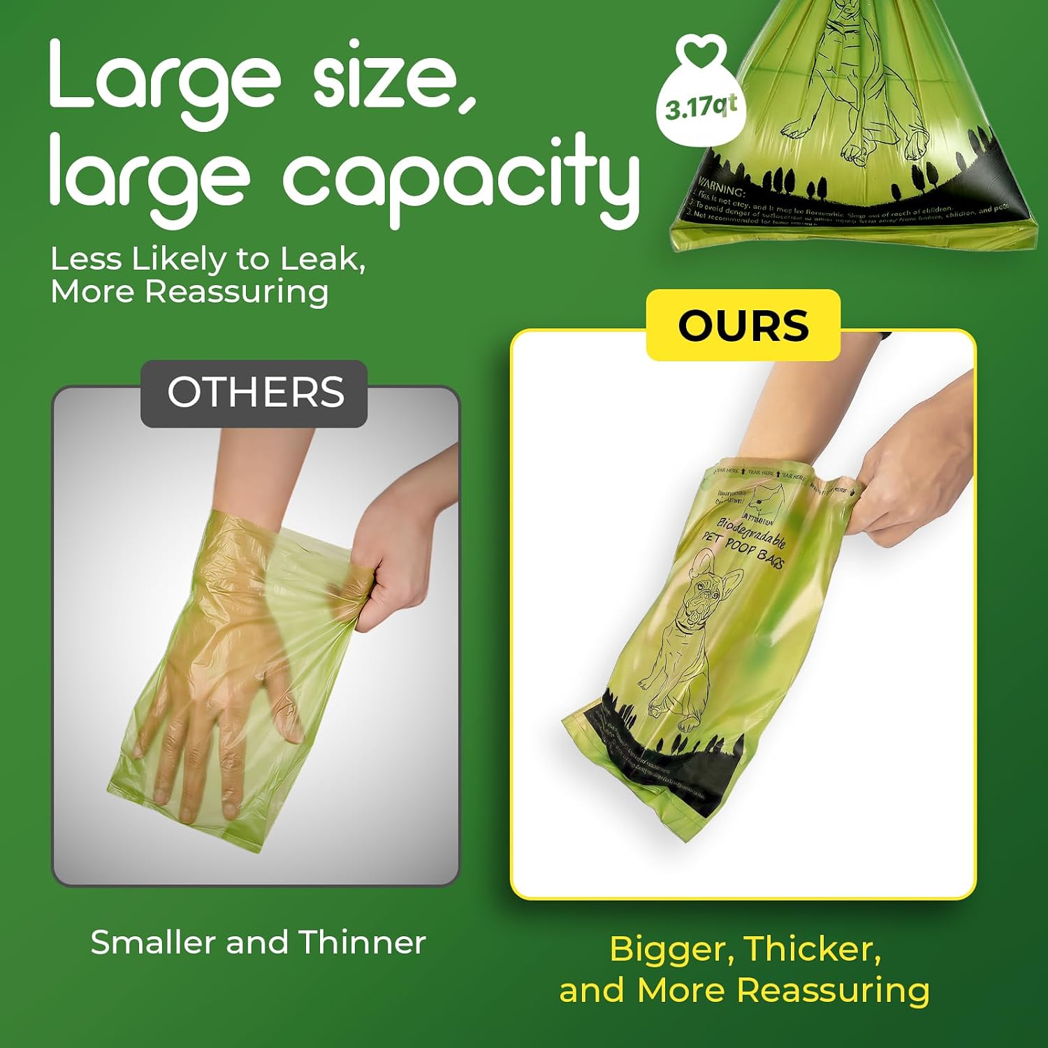 Biodegradable Dog Poop Bags Rolls 360 Count Scented, Leak Proof and Extra Thick Waste Bag Refill (Scented) - view 5