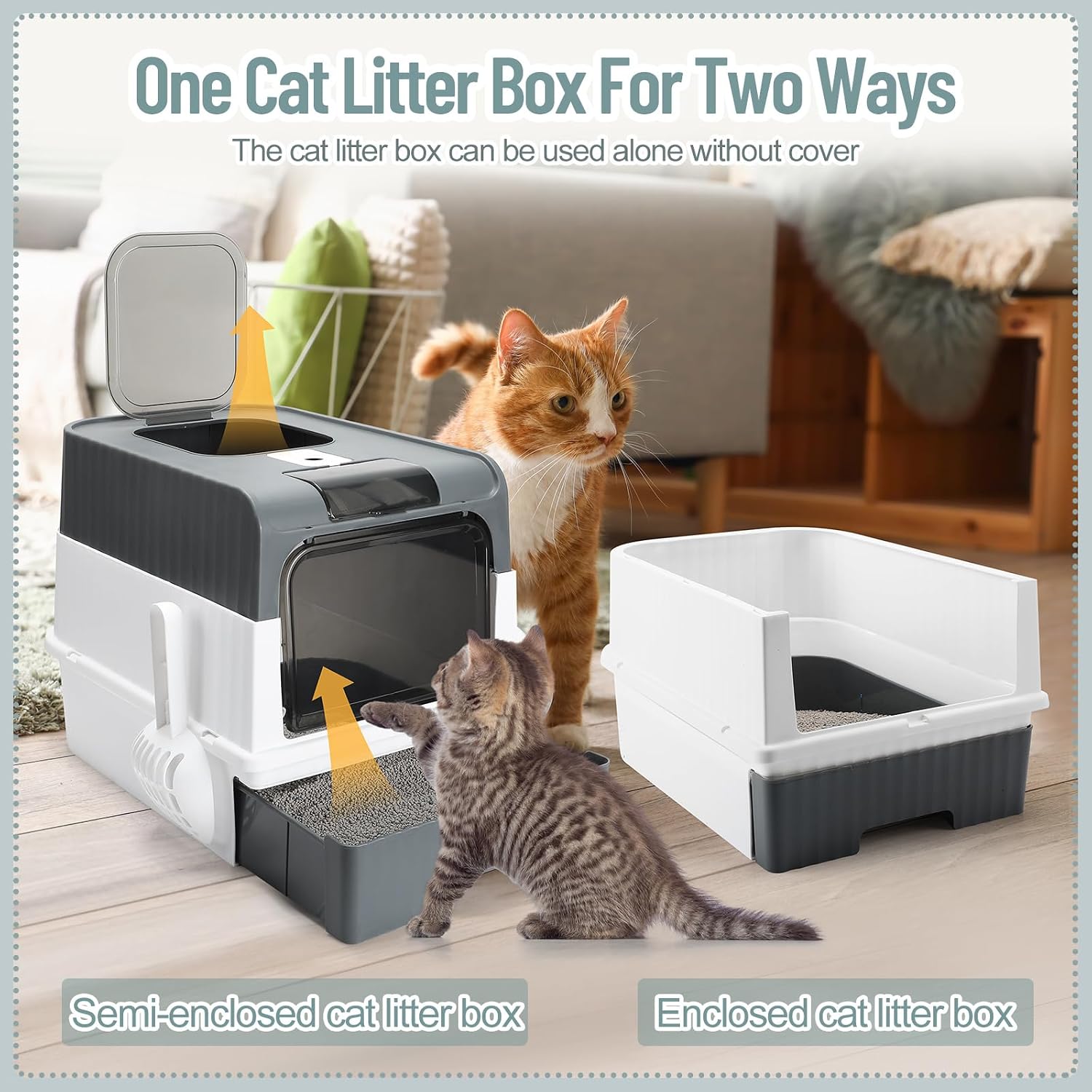 7 Pcs Small Cat Kitten Starter Kit Cat Litter Box with Shovel Paw Litter Mat Double Automatic Bowls Toy Teaser Stick Kitten Collar Essentials Kits for 1-3 Lbs Beginner(Gray) - view 6