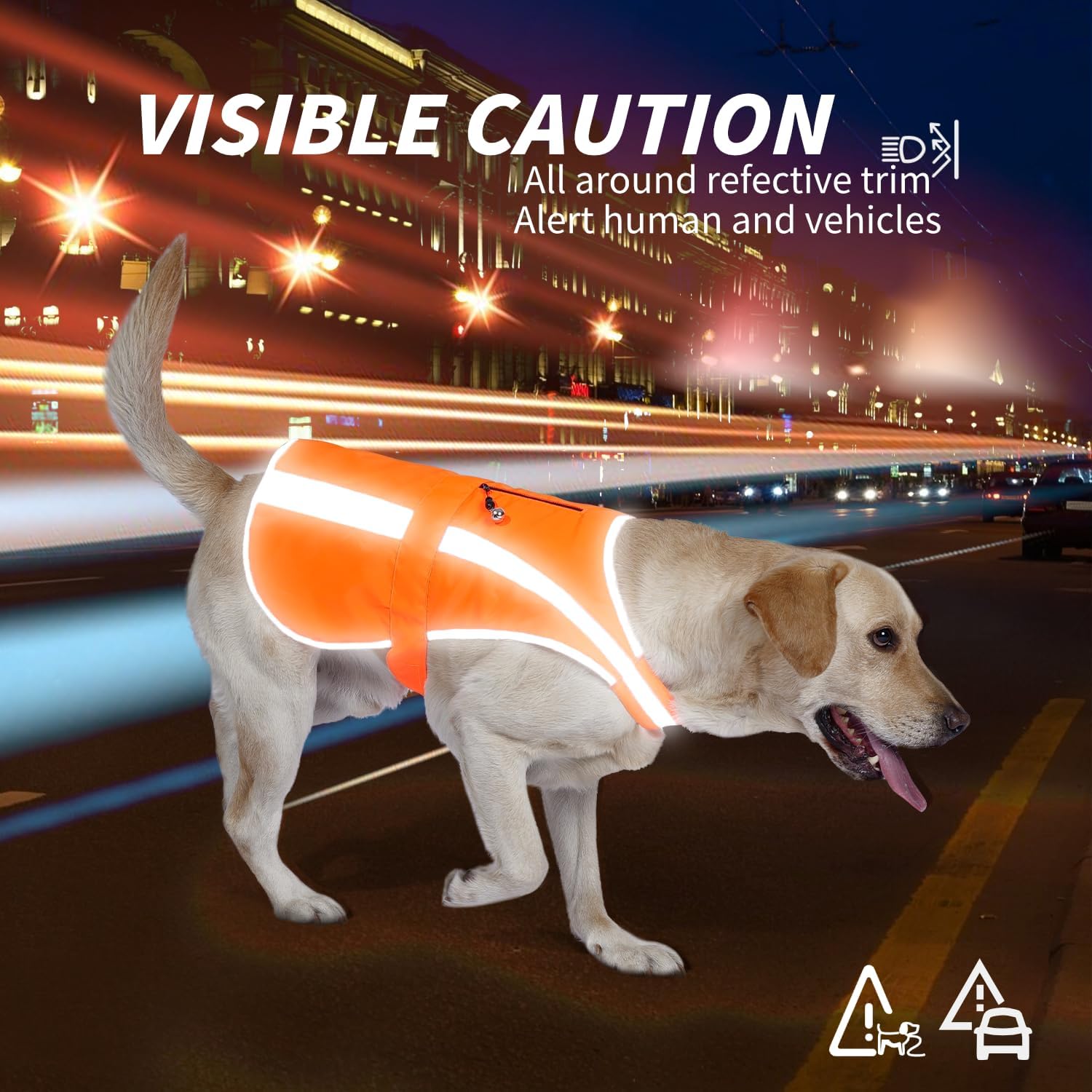 Reflective Dog Vest for Medium Large Breeds, High Visibility Dog Safety Vest with Removable Bell Keep Safe from Hunting, Training & Cars Accidents - view 6