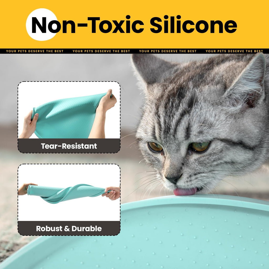 Silicone Dog Food Mat,1/2 Inch Raised Edges Waterproof Rubber Pet Feeding Mat for Dog and Cat, Anti-Slip Pet Bowl Mat,Dishwasher Safe - view 3