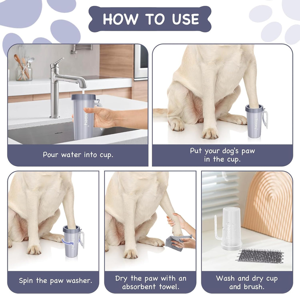 Paw cleaner with handle for large dogs - effectively cleans muddy paws and feet for dogs & pets (gray) | large dog paw cleaner removes mud, dirt and debris. Easy twist cleaning with handle, durable plastic design for pet supplies - view 7