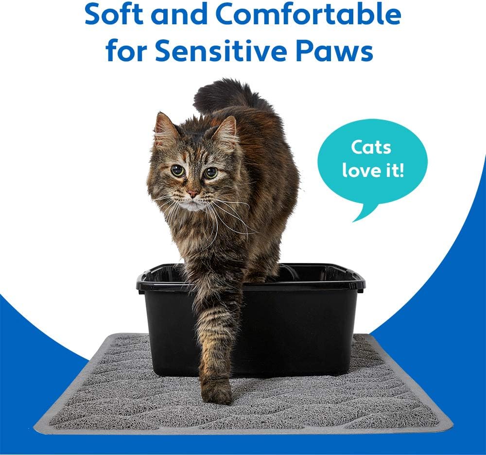 Waterproof BPA Free Cat Litter Box Trapping Mat, Easy Clean Floors, Textured Backing, Soft on Sensitive Kitty Paws, Cats Accessories, Less Waste, Stays in Place, 35x23, Slate Gray - view 4