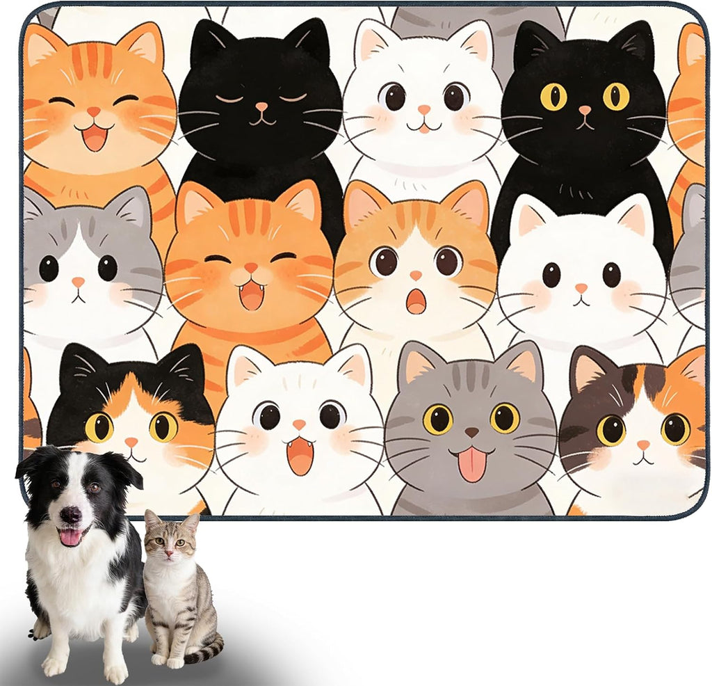 Playful Puppy Pet Food Mat Polyester 23.62x17.71 Inches | Pet Supplies Food Mat Dog Bowl Spill Pad Feeding Tray Kitchen Patio Pet Dining Nook (Puppy Design) - view 6