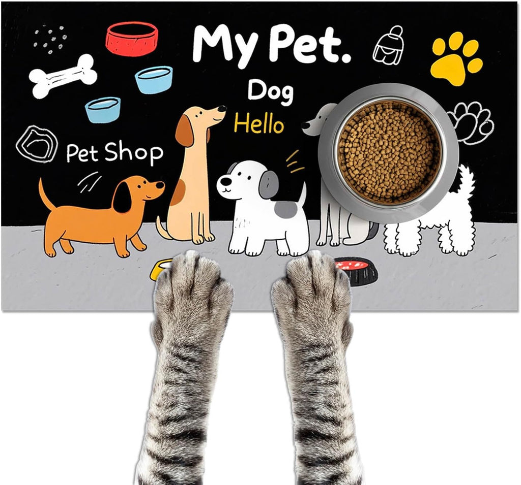 Puppy Feeding Mat Pink Leopard Print Meal Pad 20 x 12 Inch | Non Slip Dog Bowl Mat Food Bowl Floor Mat for Kitchen Floor Feeding Station and Home Pink Leopard Print - view 5