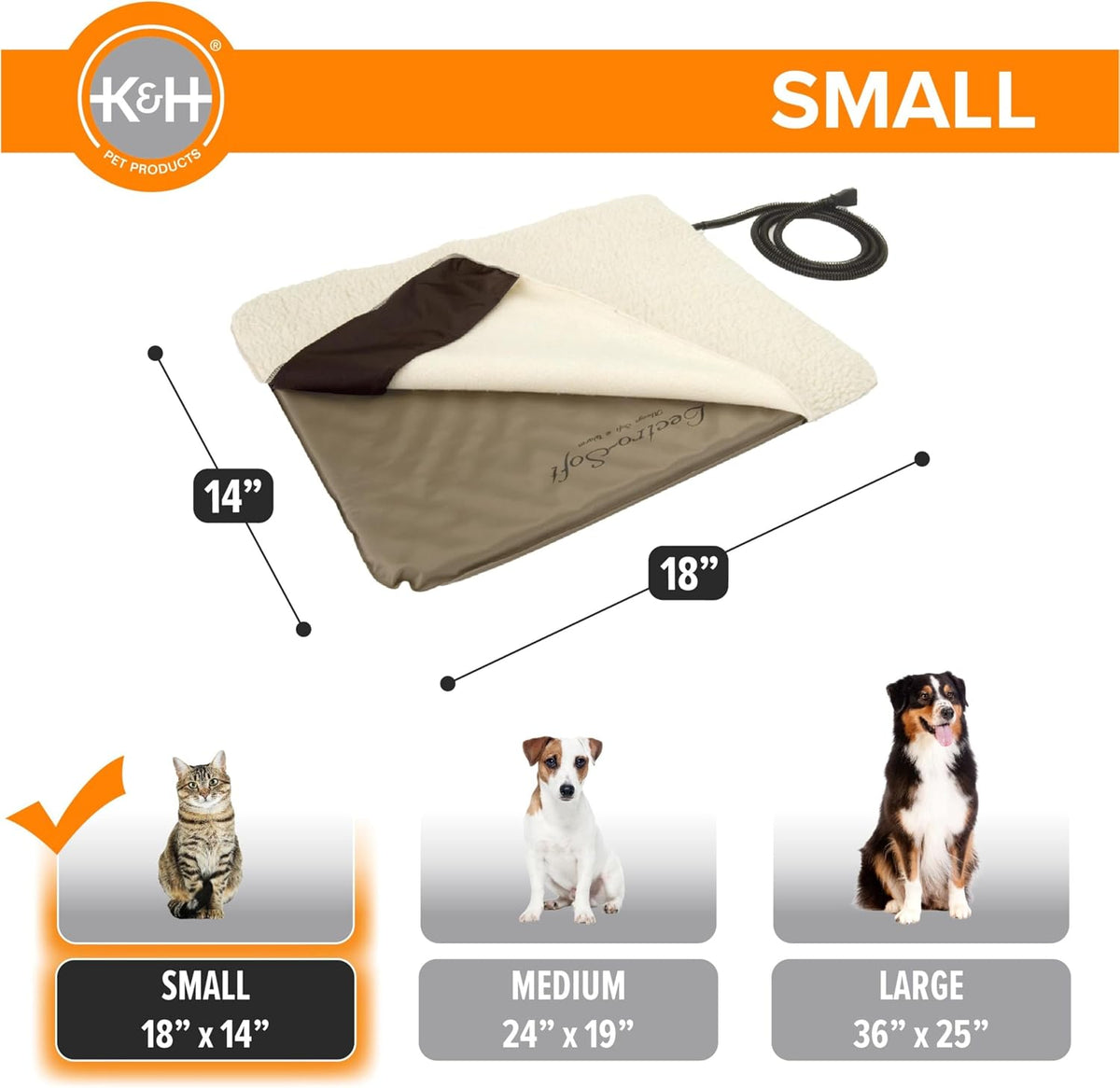 Heating pad, outdoor pet bed, safety listed, 18x14in, 20W | orthopedic outdoor heating pad for cats, waterproof cushion, flexible design, automatic warming, washable cover, small, tan - view 4
