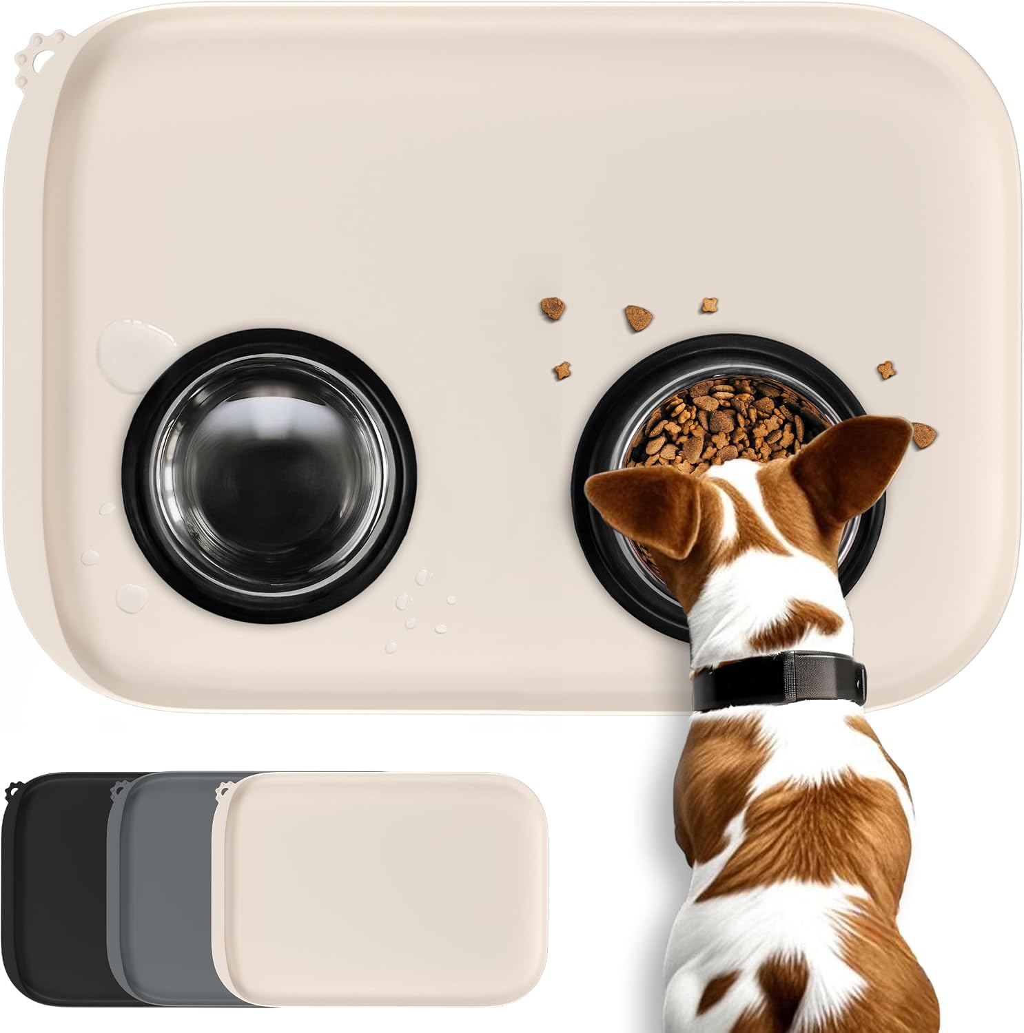 Silicone Dog Food Mat,1/2 Inch Raised Edges Waterproof Rubber Pet Feeding Mat for Dog and Cat, Anti-Slip Pet Bowl Mat,Dishwasher Safe - view 8