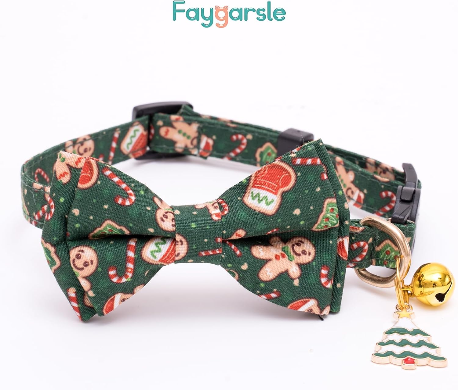 2 Pack Christmas Cat Collars - Cute Holiday Collars with Bow Tie, Breakaway, Pink & Green, Winter, for Boy & Girl Cats - view 4