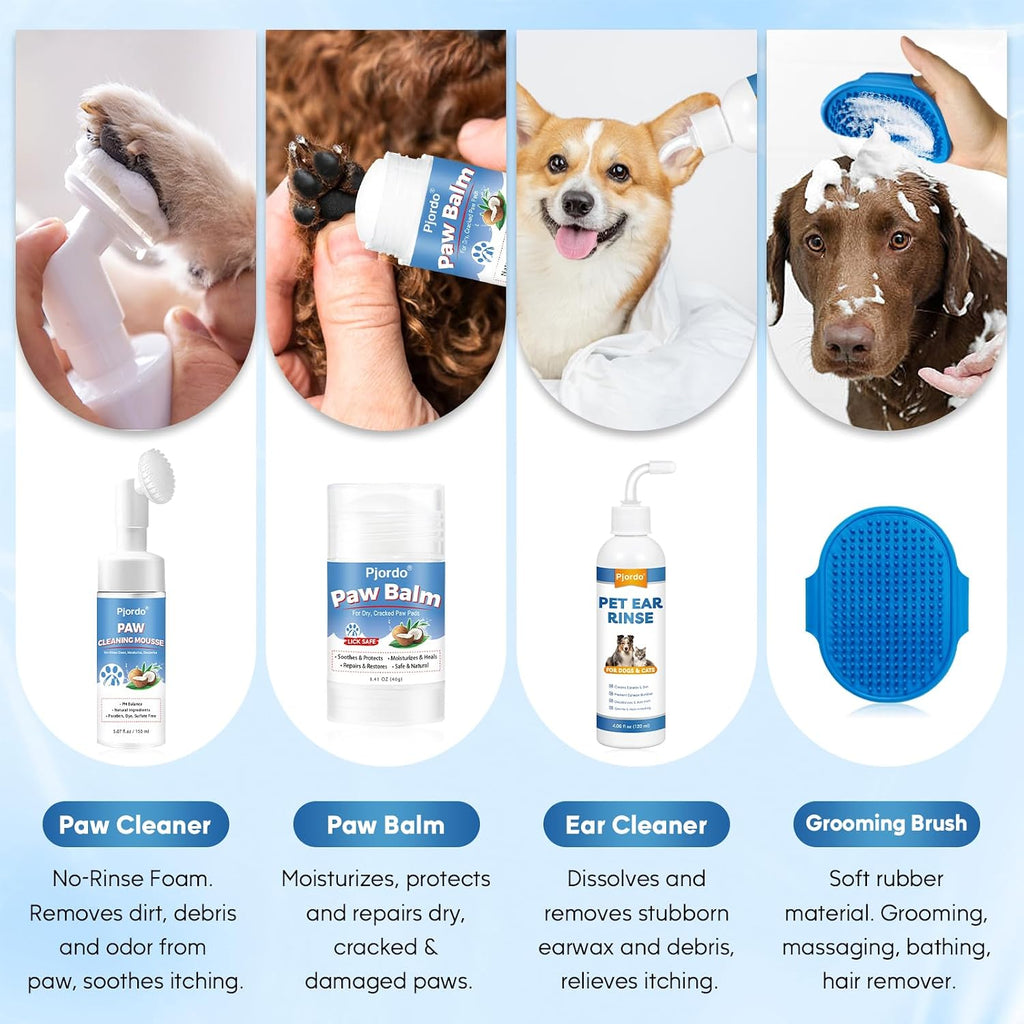 Pet Essential Supplies for Dog & Cat, Cleaning Kit for Whole Body, Pet Wipes Cleaning Deodorizing, Grooming Wipes & Paw Cleaner, Finger Wipes for Teeth, Ear & Eyes, Suitable for Daily Care - view 4