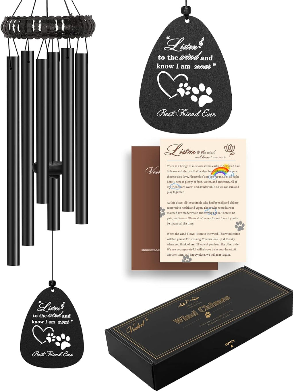 Pet Memorial Wind Chime, 28" Dog Memorial Gifts for Loss of Dog, Pet Loss Sympathy Bereavement Remembrance Gift - view 4