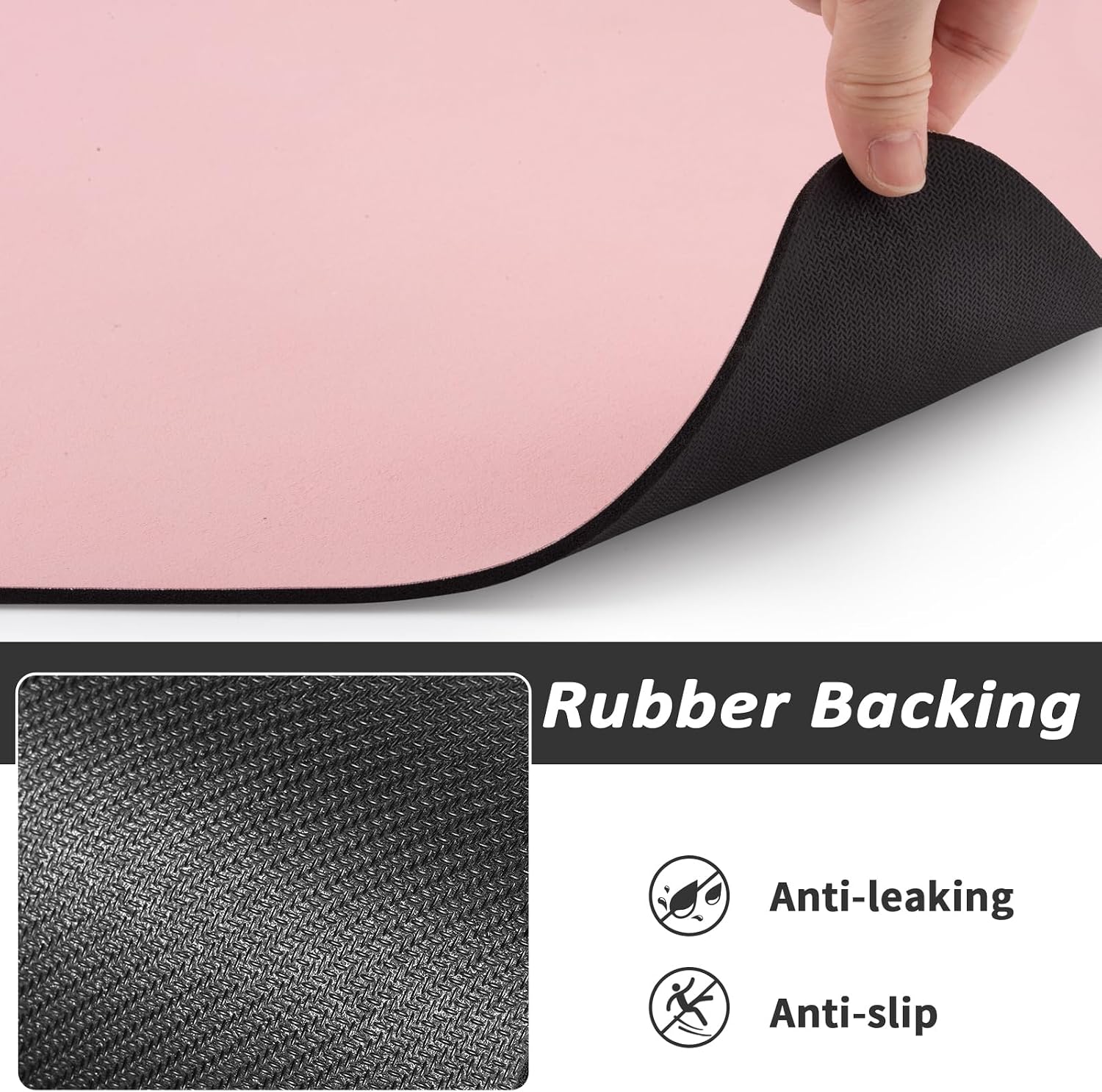 Dog food mat - absorbent cat mat for food and water, no stains pet feeding bowl mat, easy to clean pet placemats, quick dry dog water dispenser mat for messy drinkers | paw pink 12"x 19" - view 5