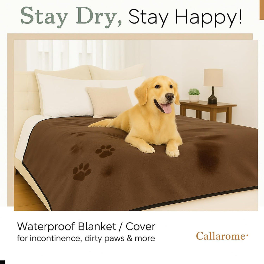 Waterproof blanket for bed or couch – soft and leakproof waterproof throw blanket, water proof & stain resistant easy to clean throw blanket cover for adults or pets, reversible brown 60"x80" | high-density heavy-duty material - ultra-soft & durable soft - view 2